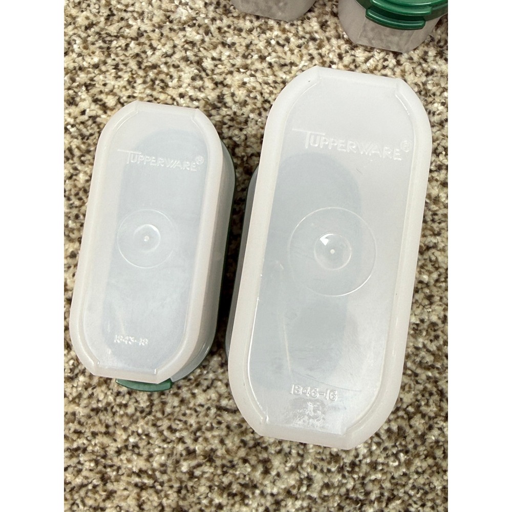 Tupperware Modular Mates Spice Shaker Set 15pc Hunter Green lids Lot VTG - Picture 3 of 6